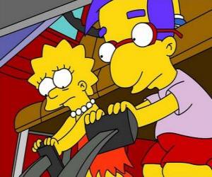 пазл Лиза по лучшим другом малыша &quot;, Milhouse играл с педалями автомобиля